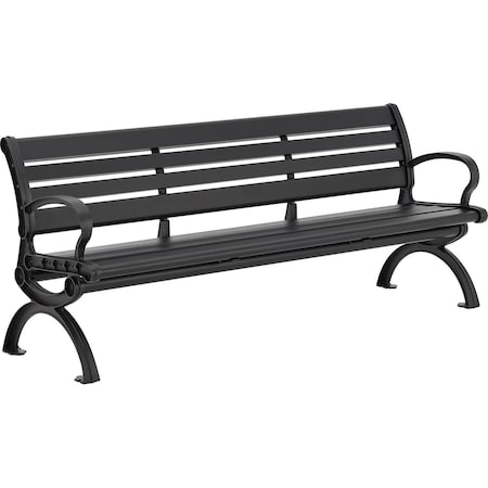 Global Industrial 6' Aluminum Park Bench with Backrest, Black 436978BK